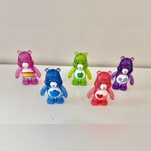 Lot of 5 CARE BEARS Glitter Fun Figure Set